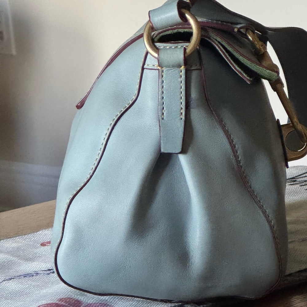 Dooney & Bourke Florentine Leather Libby Dusty Blue Shoulder Bag - Picture 8 of 15